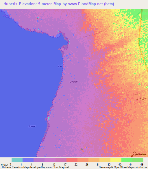 Huberis,Saudi Arabia Elevation Map