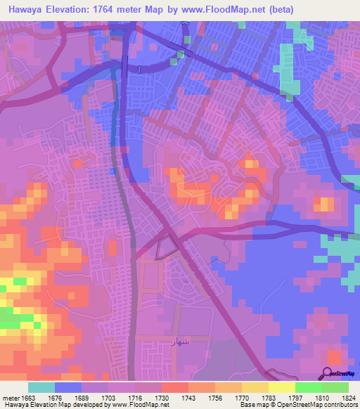 Hawaya,Saudi Arabia Elevation Map