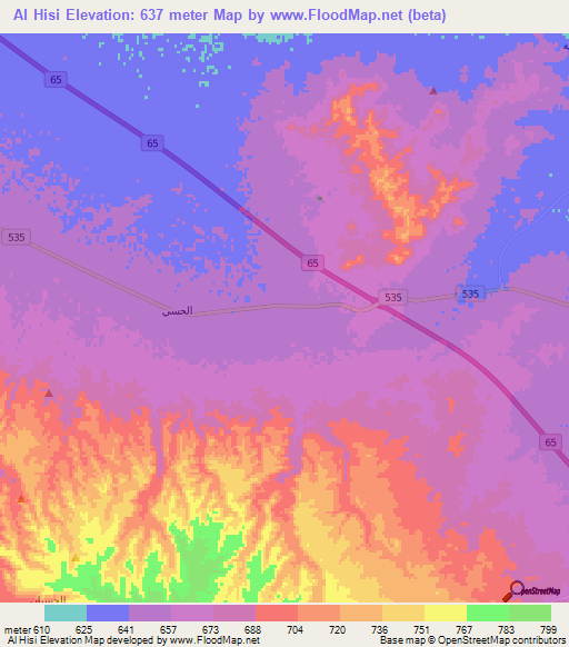 Al Hisi,Saudi Arabia Elevation Map