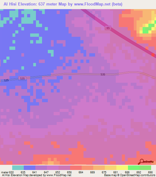 Al Hisi,Saudi Arabia Elevation Map