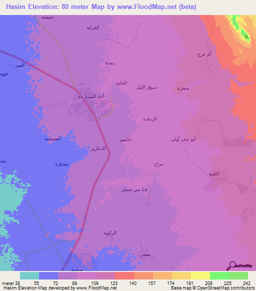 Hasim,Saudi Arabia Elevation Map