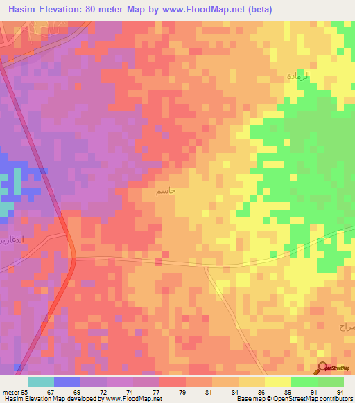 Hasim,Saudi Arabia Elevation Map