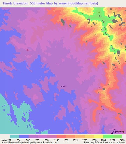 Harub,Saudi Arabia Elevation Map