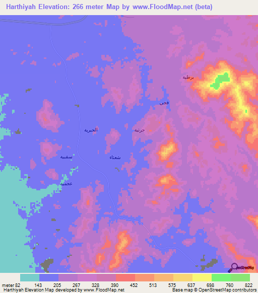 Harthiyah,Saudi Arabia Elevation Map