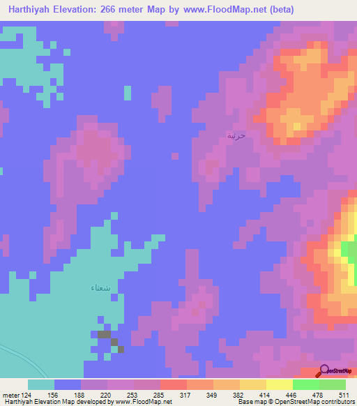 Harthiyah,Saudi Arabia Elevation Map