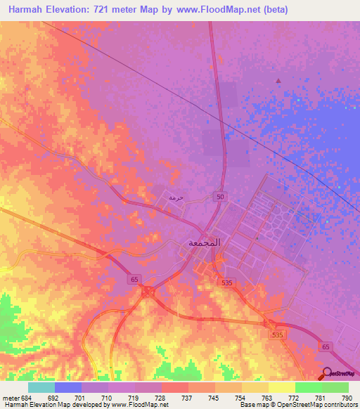 Harmah,Saudi Arabia Elevation Map