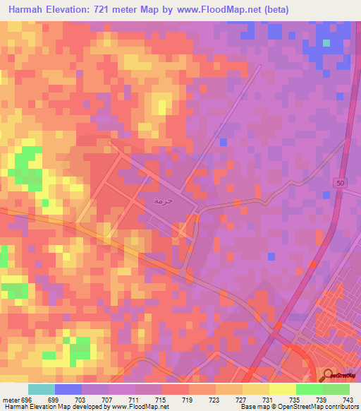 Harmah,Saudi Arabia Elevation Map