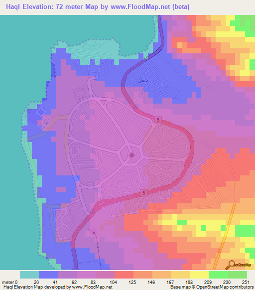 Haql,Saudi Arabia Elevation Map