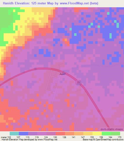 Hanidh,Saudi Arabia Elevation Map