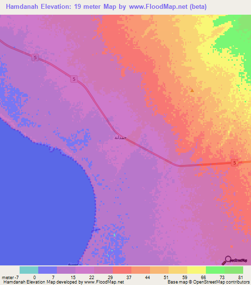 Hamdanah,Saudi Arabia Elevation Map