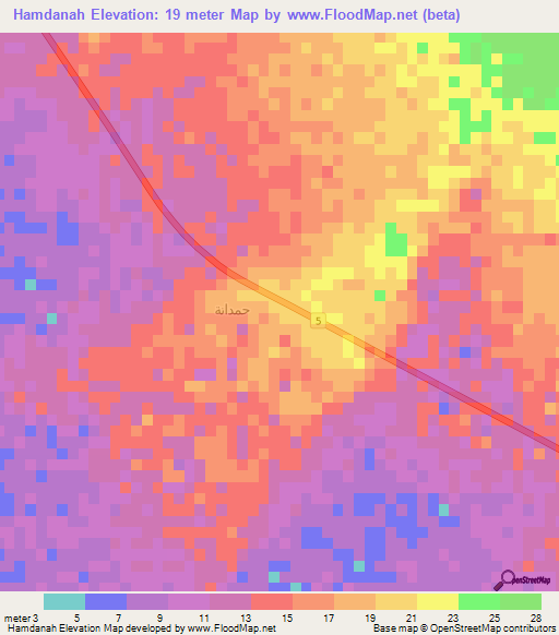 Hamdanah,Saudi Arabia Elevation Map