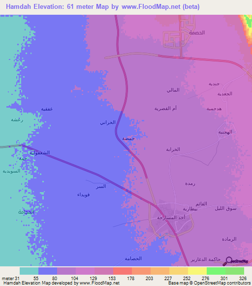 Hamdah,Saudi Arabia Elevation Map