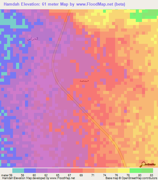 Hamdah,Saudi Arabia Elevation Map