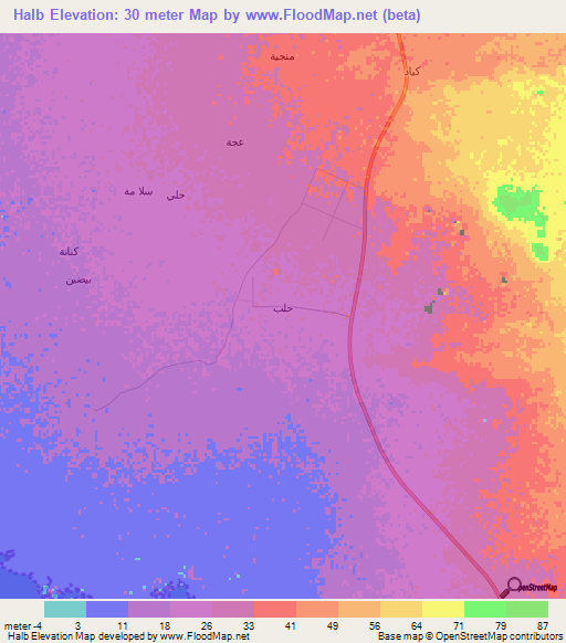 Halb,Saudi Arabia Elevation Map