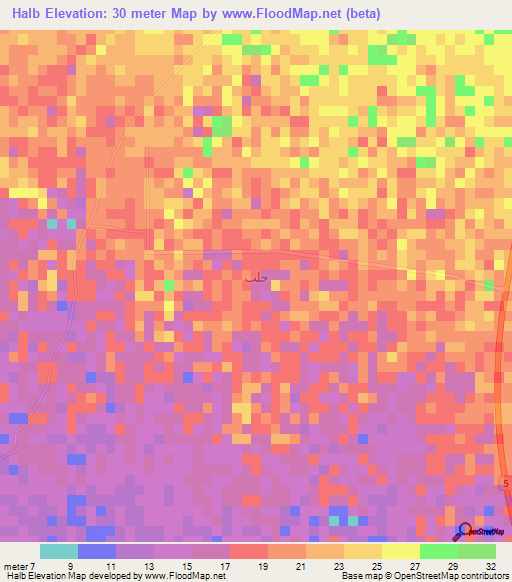 Halb,Saudi Arabia Elevation Map