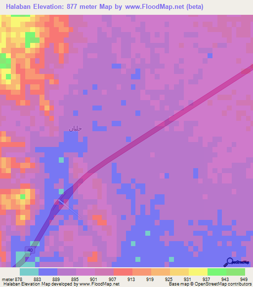 Halaban,Saudi Arabia Elevation Map