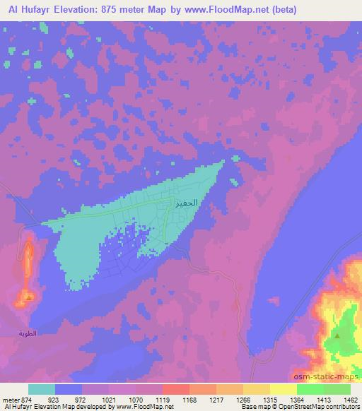Al Hufayr,Saudi Arabia Elevation Map