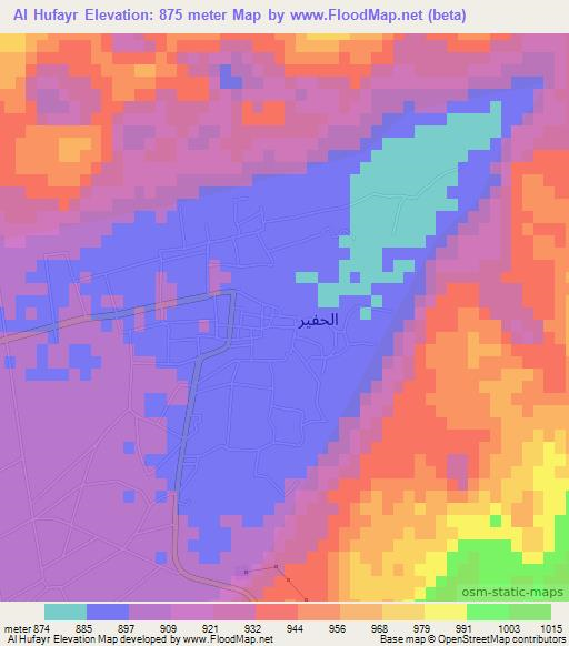 Al Hufayr,Saudi Arabia Elevation Map