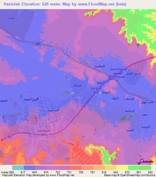 Hazlulah,Saudi Arabia Elevation Map