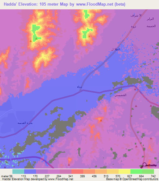 Hadda',Saudi Arabia Elevation Map