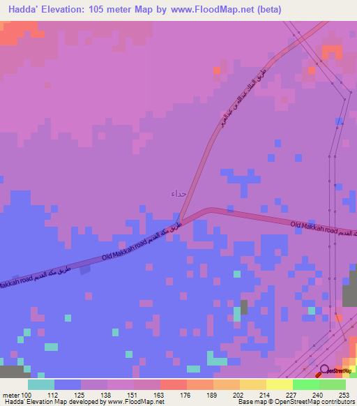 Hadda',Saudi Arabia Elevation Map