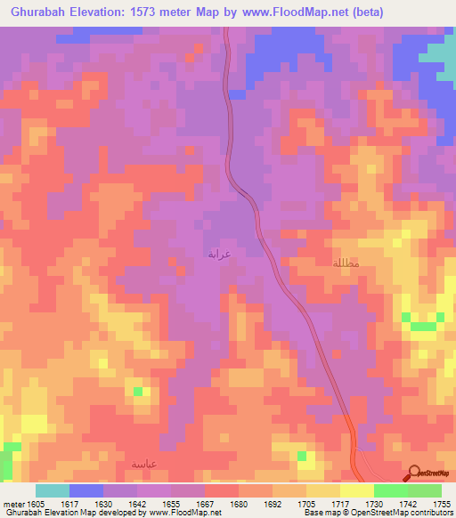 Ghurabah,Saudi Arabia Elevation Map