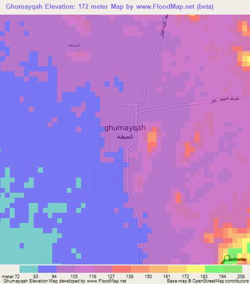 Ghumayqah,Saudi Arabia Elevation Map