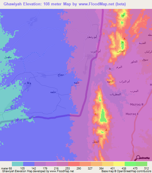 Ghawiyah,Saudi Arabia Elevation Map