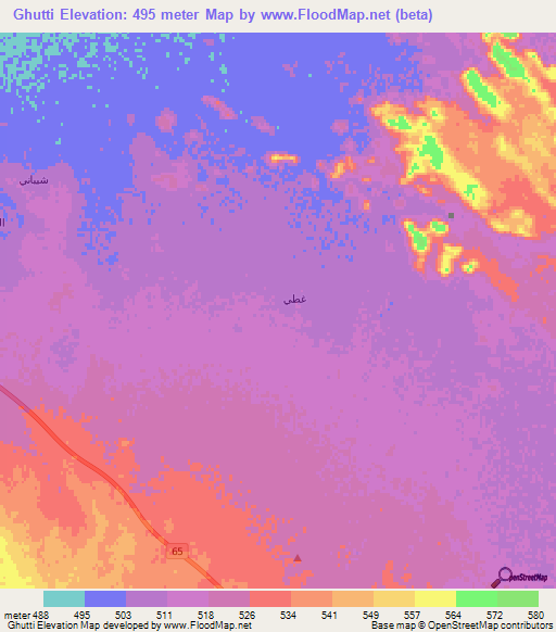 Ghutti,Saudi Arabia Elevation Map