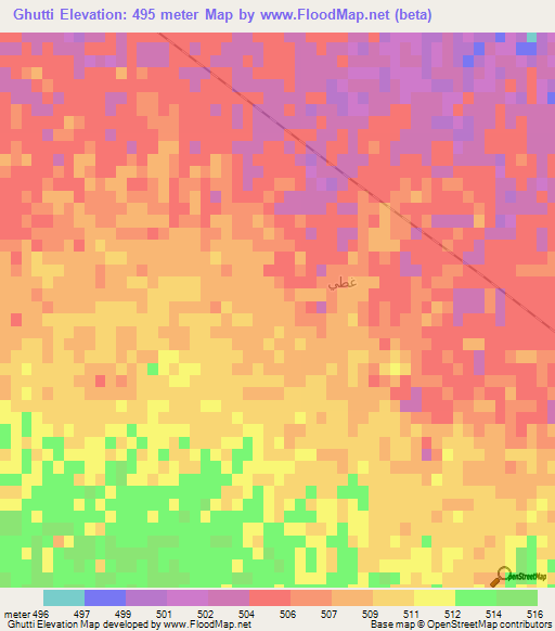 Ghutti,Saudi Arabia Elevation Map