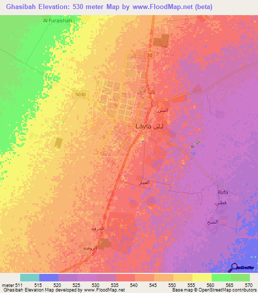 Ghasibah,Saudi Arabia Elevation Map