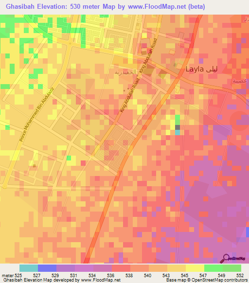 Ghasibah,Saudi Arabia Elevation Map