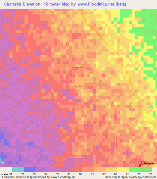 Ghamrah,Saudi Arabia Elevation Map