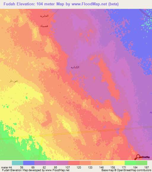 Fudah,Saudi Arabia Elevation Map