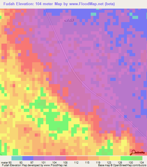 Fudah,Saudi Arabia Elevation Map