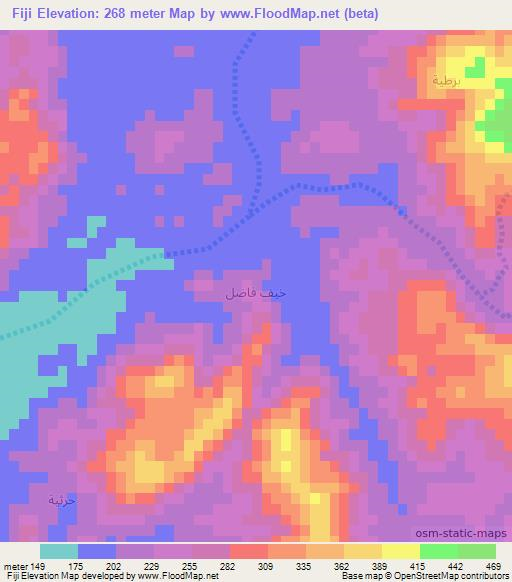 Fiji,Saudi Arabia Elevation Map