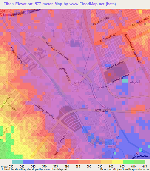 Fihan,Saudi Arabia Elevation Map