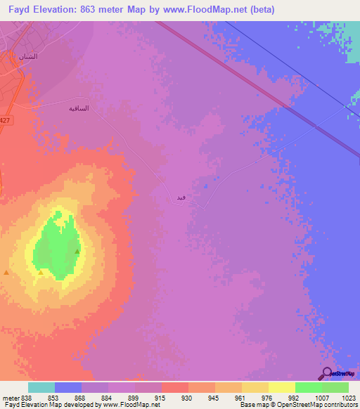 Fayd,Saudi Arabia Elevation Map