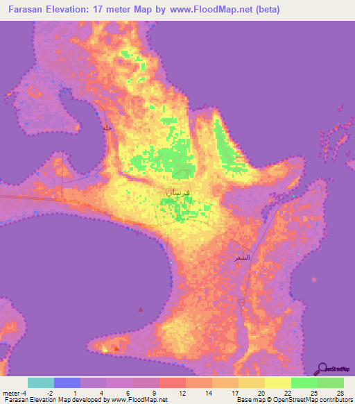 Farasan,Saudi Arabia Elevation Map