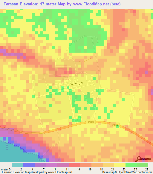 Farasan,Saudi Arabia Elevation Map