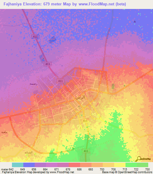 Fajhaniya,Saudi Arabia Elevation Map