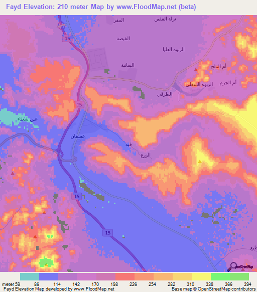 Fayd,Saudi Arabia Elevation Map