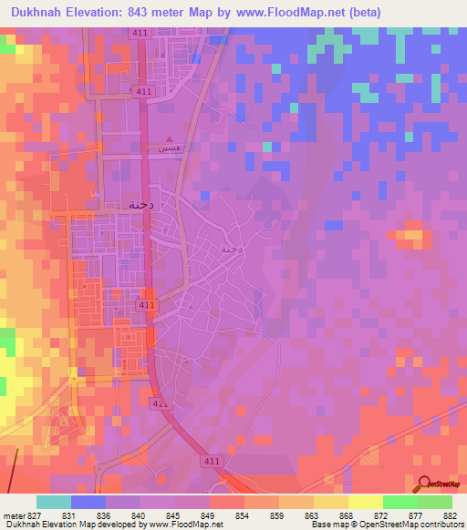 Dukhnah,Saudi Arabia Elevation Map