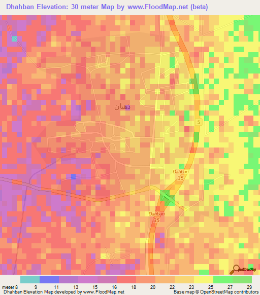 Dhahban,Saudi Arabia Elevation Map