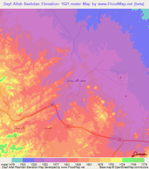 Dayf Allah Rashdan,Saudi Arabia Elevation Map