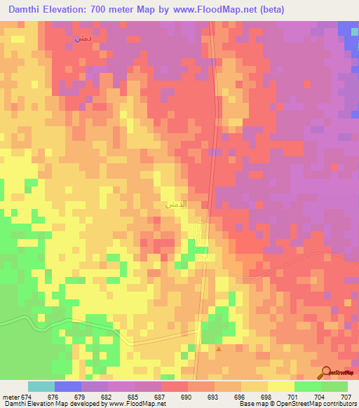 Damthi,Saudi Arabia Elevation Map