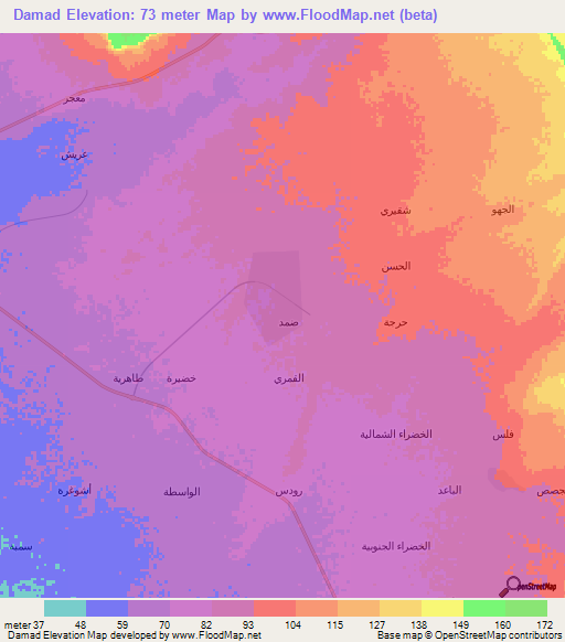 Damad,Saudi Arabia Elevation Map