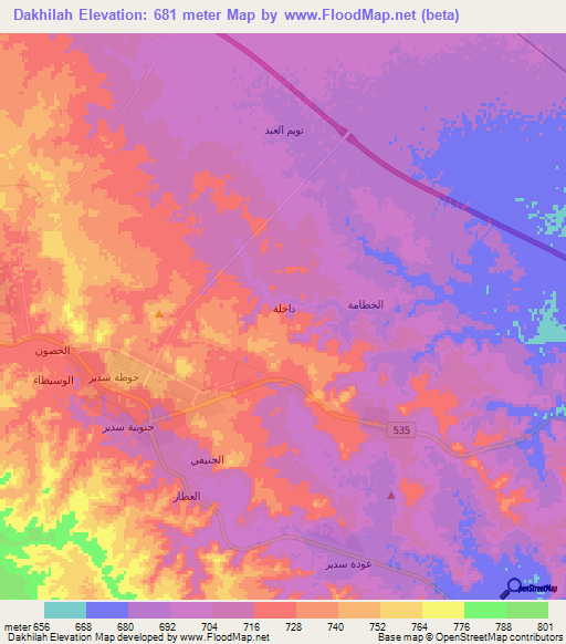 Dakhilah,Saudi Arabia Elevation Map