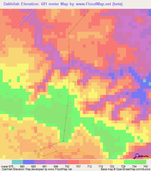 Dakhilah,Saudi Arabia Elevation Map