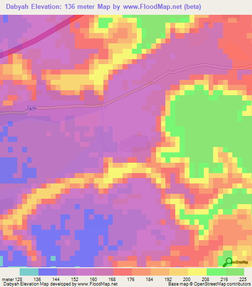 Dabyah,Saudi Arabia Elevation Map